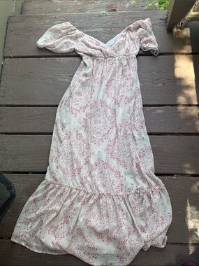 Bohemian Pink Floral Maxi Dress - Lightweight V-Neck